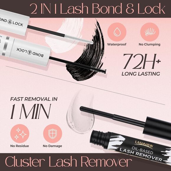 LASHVIEW Cozy DIY Cluster Lash Extension Kit Bond & Lock, Remover, Brush - Picture 6 of 6